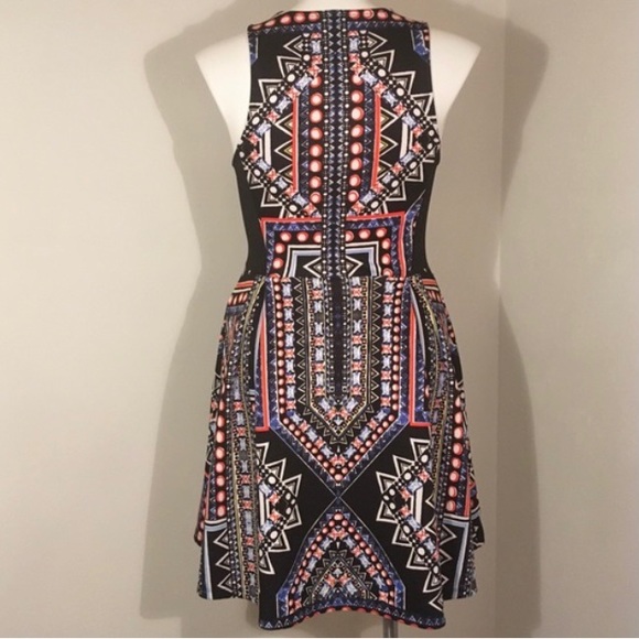 Fit & Flare Zip Dress - Black/Multi Print - Picture 4 of 7